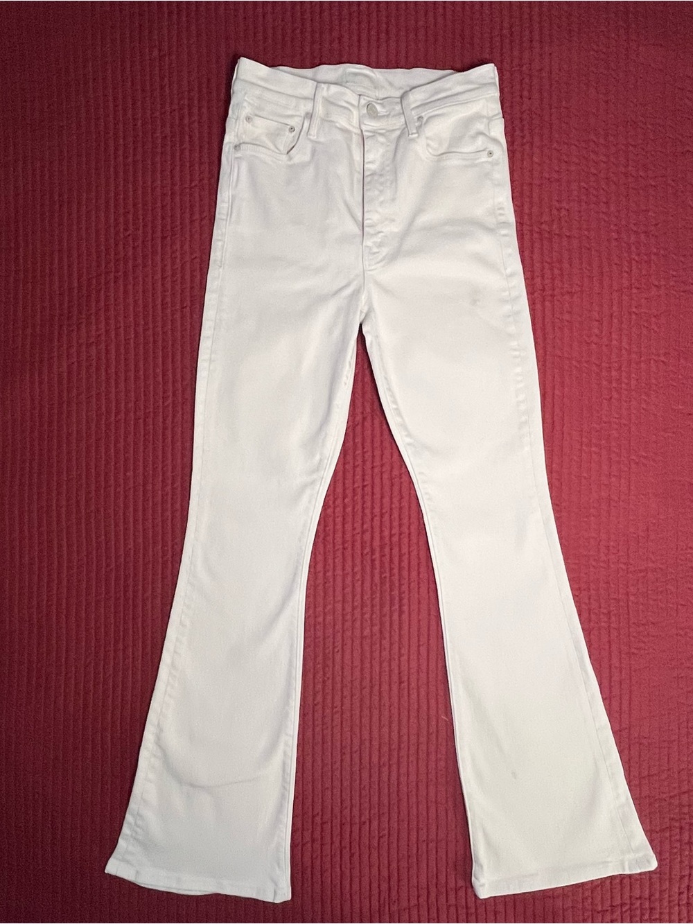 MOTHER High Waisted Weekender Skimp Flare Jeans - Second Chance Cream Size 27